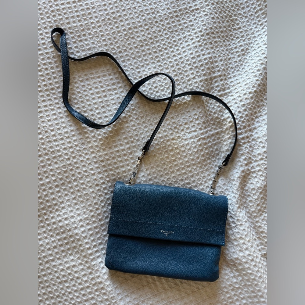 T Tahari Blue Leather Crossbody Bag